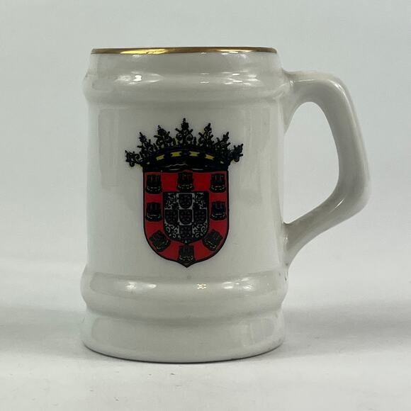 Portugal Europe Miniature Novelty Mug Cup Travel Souvenir Vintage Coat of Arms - Picture 1 of 11